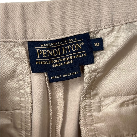 Pendleton Tan Pleated Front Pants Women's Sz 10 Office Trousers Work Pant Demure - Picture 3 of 4